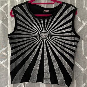 Harley-Davidson Black and Silver Radiant Stripe Tank Top